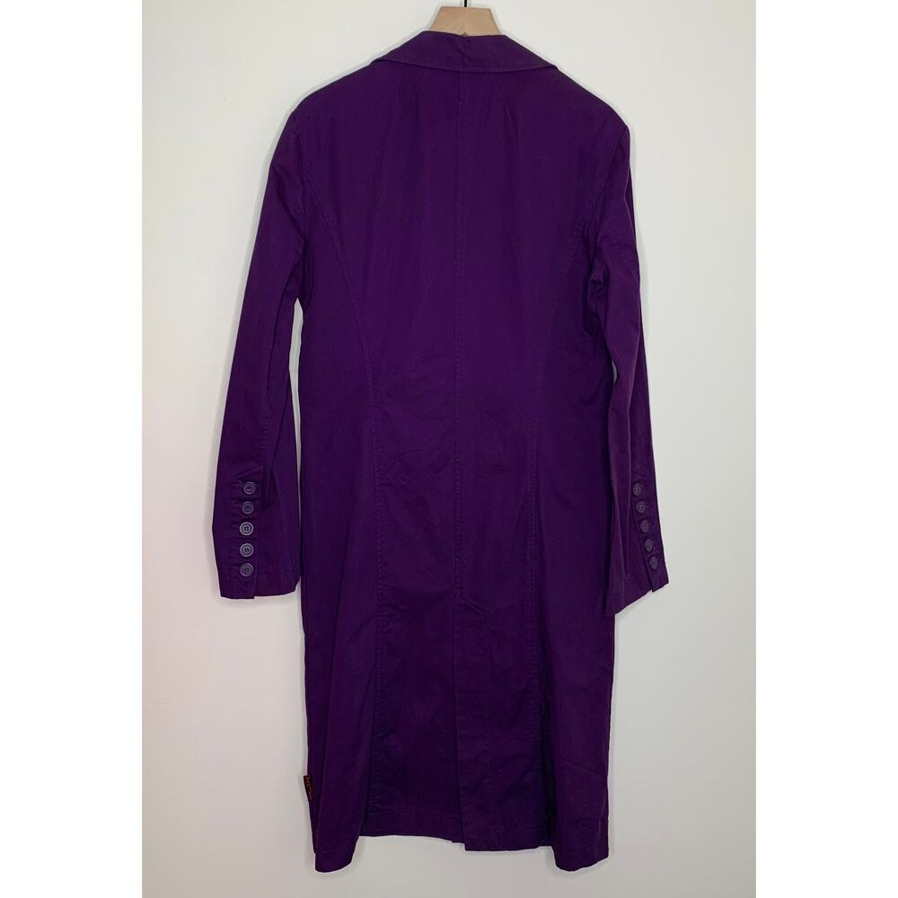 TRIPP NYC Purple Gothic Trench Coat Long Button Front Jacket Alt Grunge Medium - Picture 3 of 16